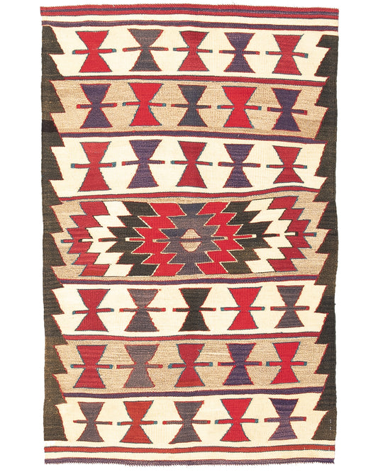 Oriental Kilim Anatolian Handmade Wool On Wool 94 X 143 Cm - 3' 2'' X 4' 9'' Sand C007ER01