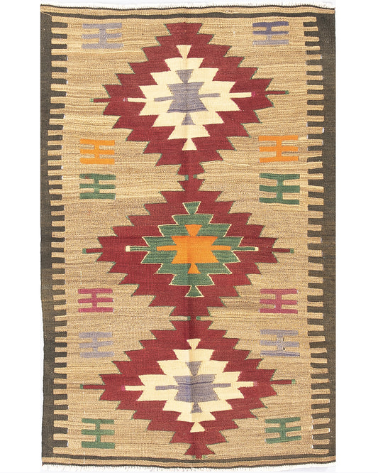 Oriental Kilim Anatolian Handmade Wool On Wool 94 X 150 Cm - 3' 2'' X 5' Stone C009 ER01