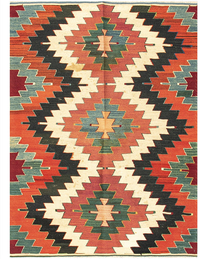 Oriental Kilim Anatolian Handmade Wool On Wool 98 X 132 Cm - 3' 3'' X 4' 4'' Multicolor C016 ER01