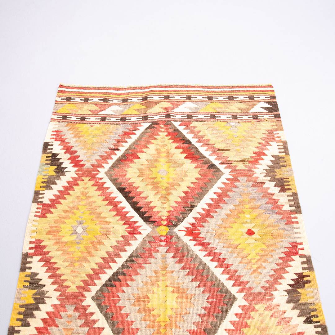 Oriental Kilim Anatolian Handmade Wool On Wool 98 X 136 Cm - 3' 3'' X 4' 6'' Yellow C006 ER01