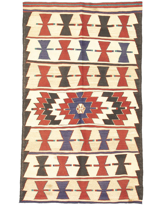 Oriental Kilim Anatolian Handmade Wool On Wool 98 X 169 Cm - 3' 3'' X 5' 7'' Multicolor C016 ER01