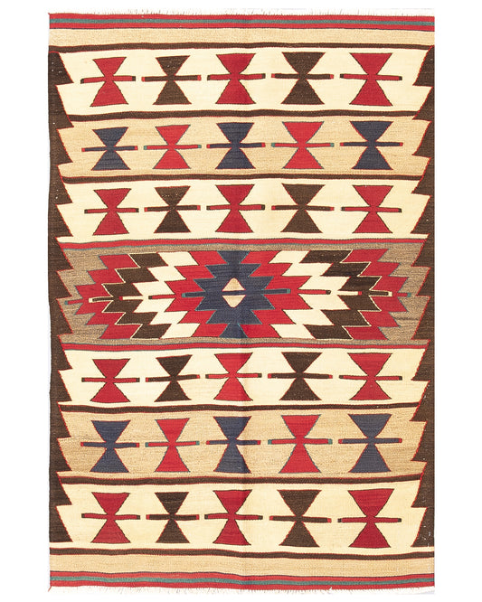 Oriental Kilim Anatolian Handmade Wool On Wool 99 X 147 Cm - 3' 3'' X 4' 10'' Stone C009 ER01