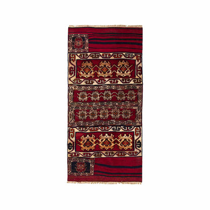 Oriental Kilim Bahtiyari Handmade Wool On Cotton 102 X 216 Cm - 3' 5'' X 7' 2'' Red C014 ER01