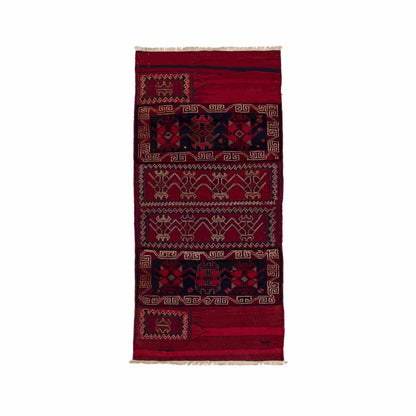 Oriental Kilim Bahtiyari Handmade Wool On Cotton 104 X 222 Cm - 3' 5'' X 7' 4'' Burgundy C021 ER01