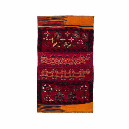 Oriental Kilim Bahtiyari Handmade Wool On Cotton 107 X 185 Cm - 3' 7'' X 6' 1'' Red C014 ER01