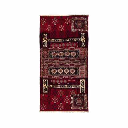 Oriental Kilim Bahtiyari Handmade Wool On Cotton 115 X 232 Cm - 3' 10'' X 7' 8'' Red C014 ER01