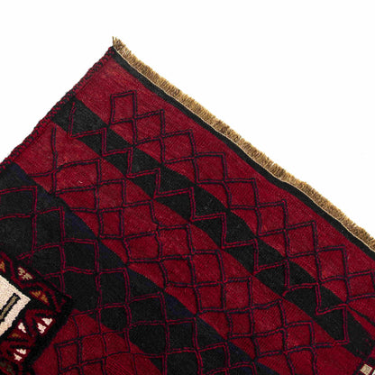 Oriental Kilim Bahtiyari Handmade Wool On Cotton 118 X 260 Cm - 3' 11'' X 8' 7'' Burgundy C021 ER12