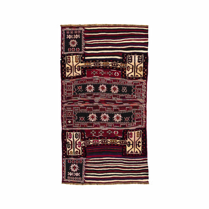 Oriental Kilim Bahtiyari Handmade Wool On Cotton 130 X 235 Cm - 4' 4'' X 7' 9'' Burgundy C021 ER12