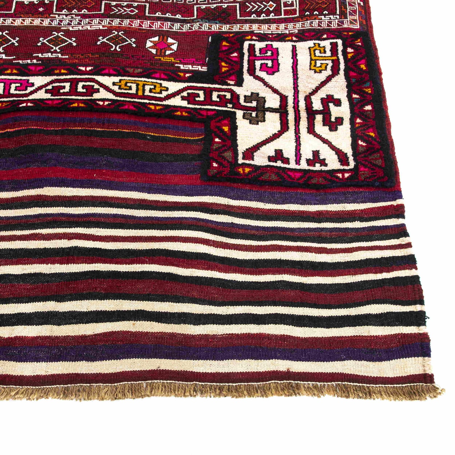 Oriental Kilim Bahtiyari Handmade Wool On Cotton 130 X 235 Cm - 4' 4'' X 7' 9'' Burgundy C021 ER12