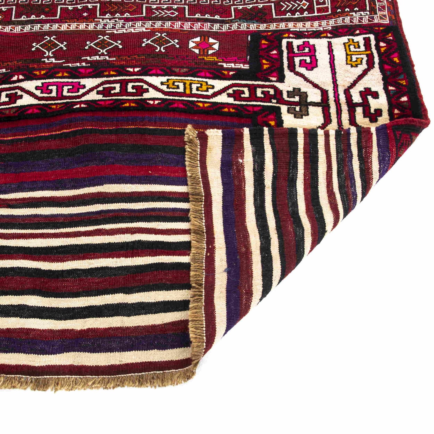 Oriental Kilim Bahtiyari Handmade Wool On Cotton 130 X 235 Cm - 4' 4'' X 7' 9'' Burgundy C021 ER12