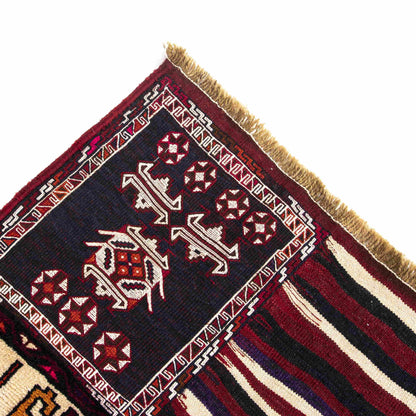 Oriental Kilim Bahtiyari Handmade Wool On Cotton 130 X 235 Cm - 4' 4'' X 7' 9'' Burgundy C021 ER12