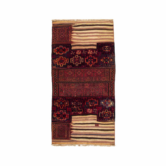 Oriental Kilim Bahtiyari Handmade Wool On Cotton 94 X 190 Cm - 3' 2'' X 6' 3'' Burgundy C021 ER01