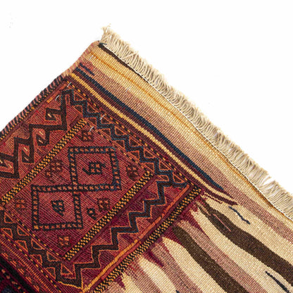 Oriental Kilim Bahtiyari Handmade Wool On Cotton 94 X 190 Cm - 3' 2'' X 6' 3'' Burgundy C021 ER01