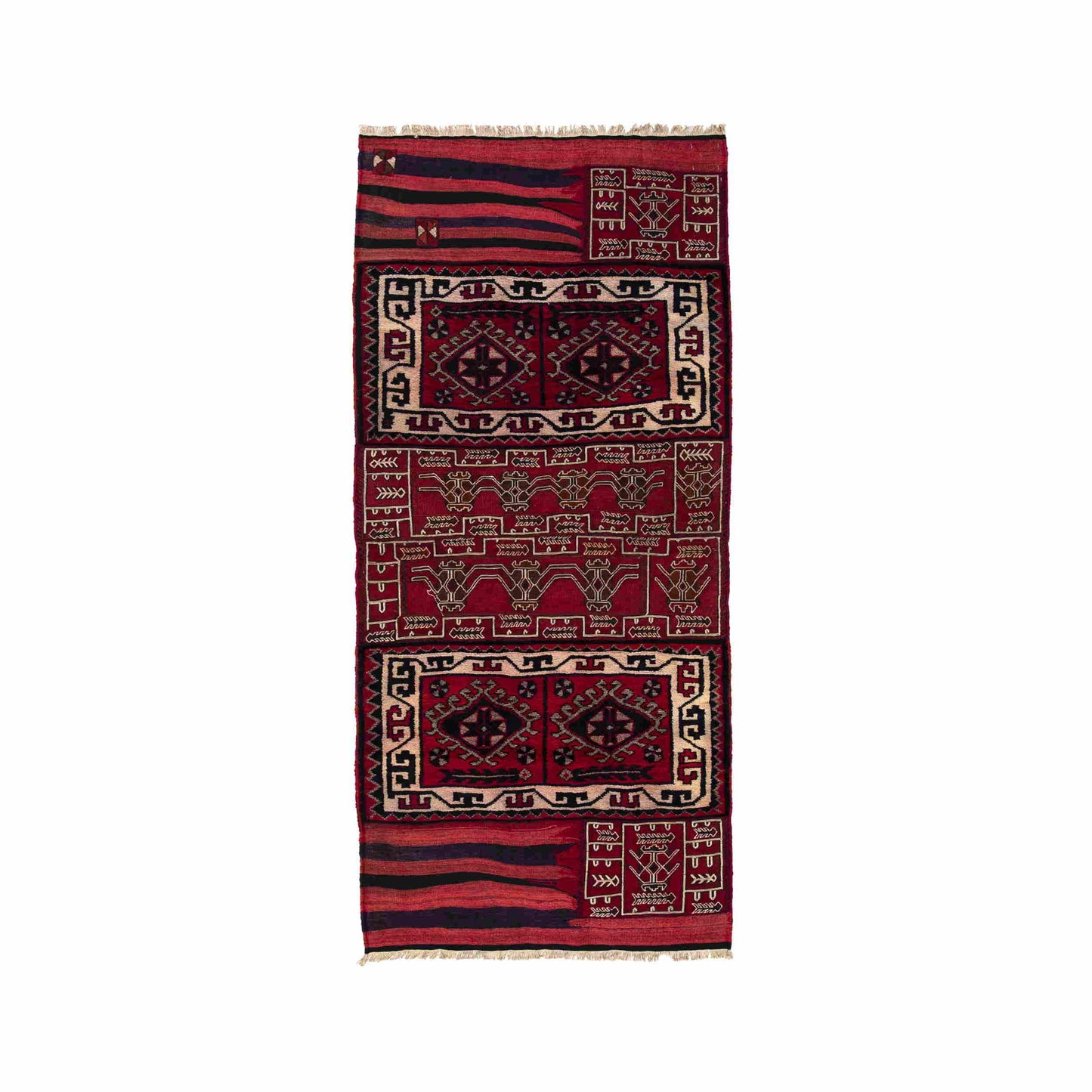 Oriental Kilim Bahtiyari Handmade Wool On Cotton 98 X 226 Cm - 3' 3'' X 7' 5'' Orange C014 ER01