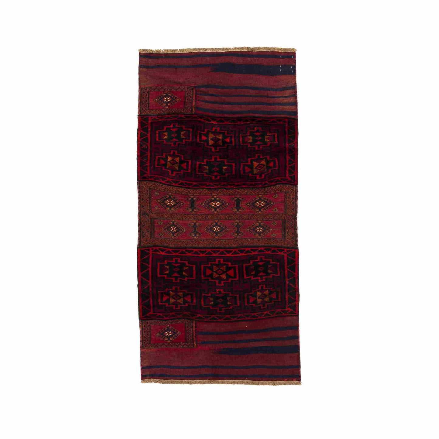 Oriental Kilim Bahtiyari Handmade Wool On Cotton 99 X 202 Cm - 3' 3'' X 6' 8'' Burgundy C021 ER01