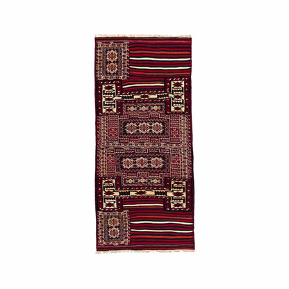 Oriental Kilim Bahtiyari Handmade Wool On Cotton 99 X 230 Cm - 3' 3'' X 7' 7'' Red C014 ER01