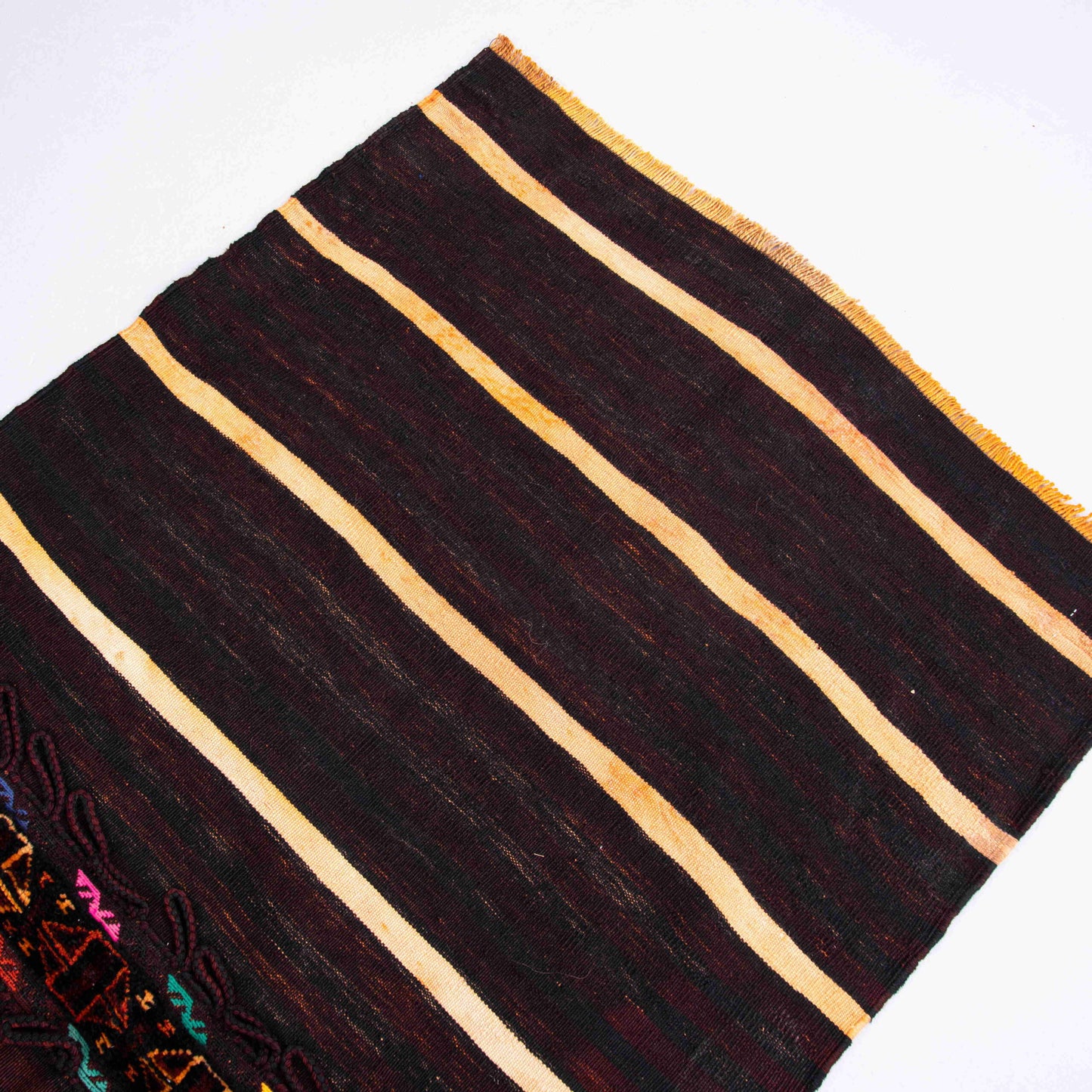 Oriental Kilim Cicim Handmade Wool On Wool 100 X 205 Cm - 3' 4'' X 6' 9'' Black C002 ER01