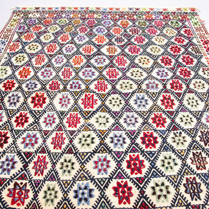 Oriental Kilim Cicim Handmade Wool On Wool 106 X 140 Cm - 3' 6'' X 4' 8'' Multicolor C016 ER01