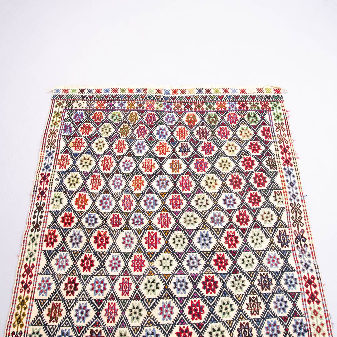 Oriental Kilim Cicim Handmade Wool On Wool 106 X 140 Cm - 3' 6'' X 4' 8'' Multicolor C016 ER01