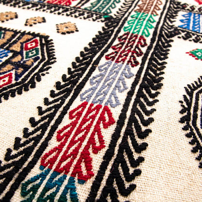 Oriental Kilim Cicim Handmade Wool On Wool 120 X 174 Cm - 4' X 5' 9'' White C022 ER01