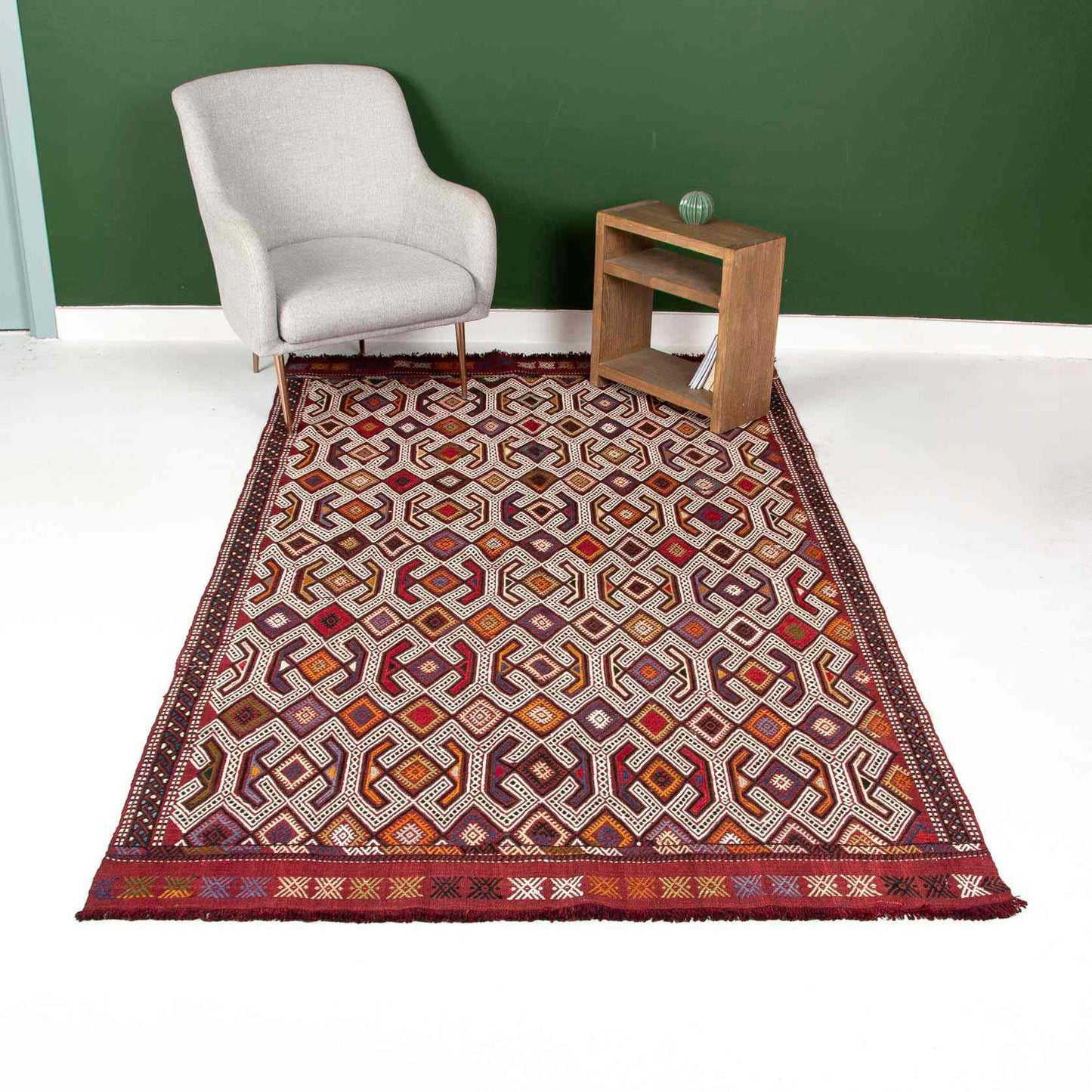 Oriental Kilim Cicim Handmade Wool On Wool 152 X 255 Cm - 5' X 8' 5'' Red C014 ER12