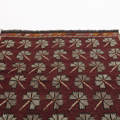 Oriental Kilim Cicim Handmade Wool On Wool 182 X 286 Cm - 6' X 9' 5'' Burgundy C021 ER12