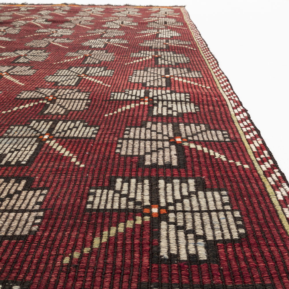 Oriental Kilim Cicim Handmade Wool On Wool 182 X 286 Cm - 6' X 9' 5'' Burgundy C021 ER12