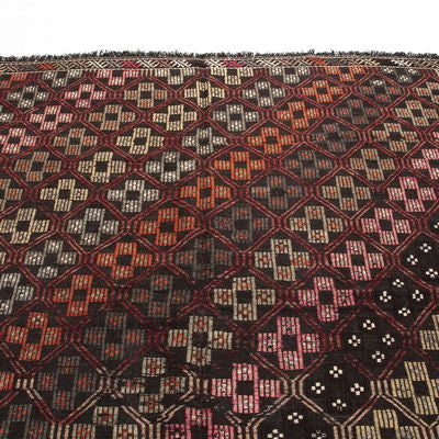 Oriental Kilim Cicim Lana hecha a mano sobre lana 190 x 303 cm - 6' 3'' X 10' Negro C002 ER12