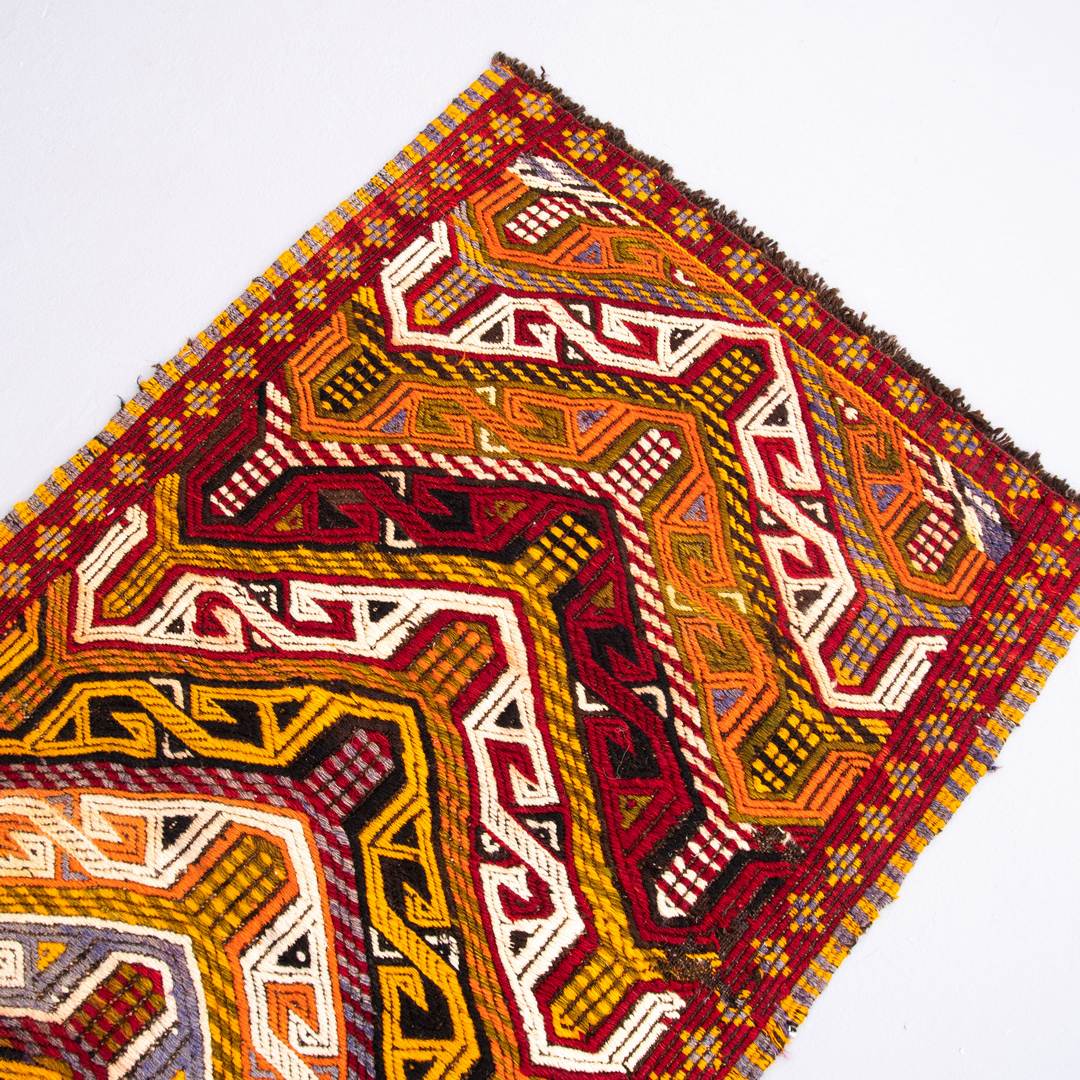 Oriental Kilim Cicim Handmade Wool On Wool 67 X 111 Cm - 2' 3'' X 3' 8'' Orange C011 ER01