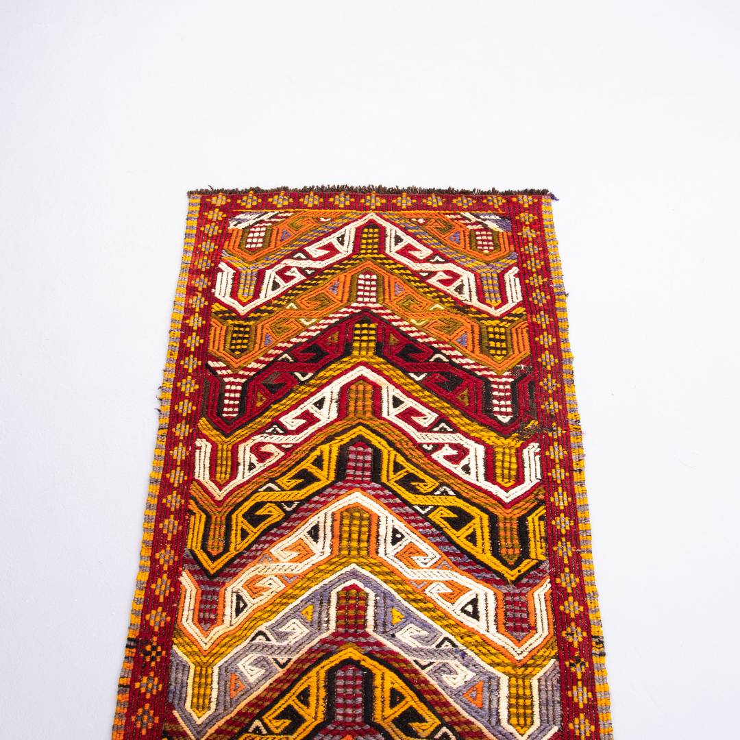 Oriental Kilim Cicim Handmade Wool On Wool 67 X 111 Cm - 2' 3'' X 3' 8'' Orange C011 ER01