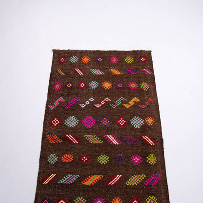 Oriental Kilim Cicim Handmade Wool On Wool 67 X 120 Cm - 2' 3'' X 4' Brown C005 ER01