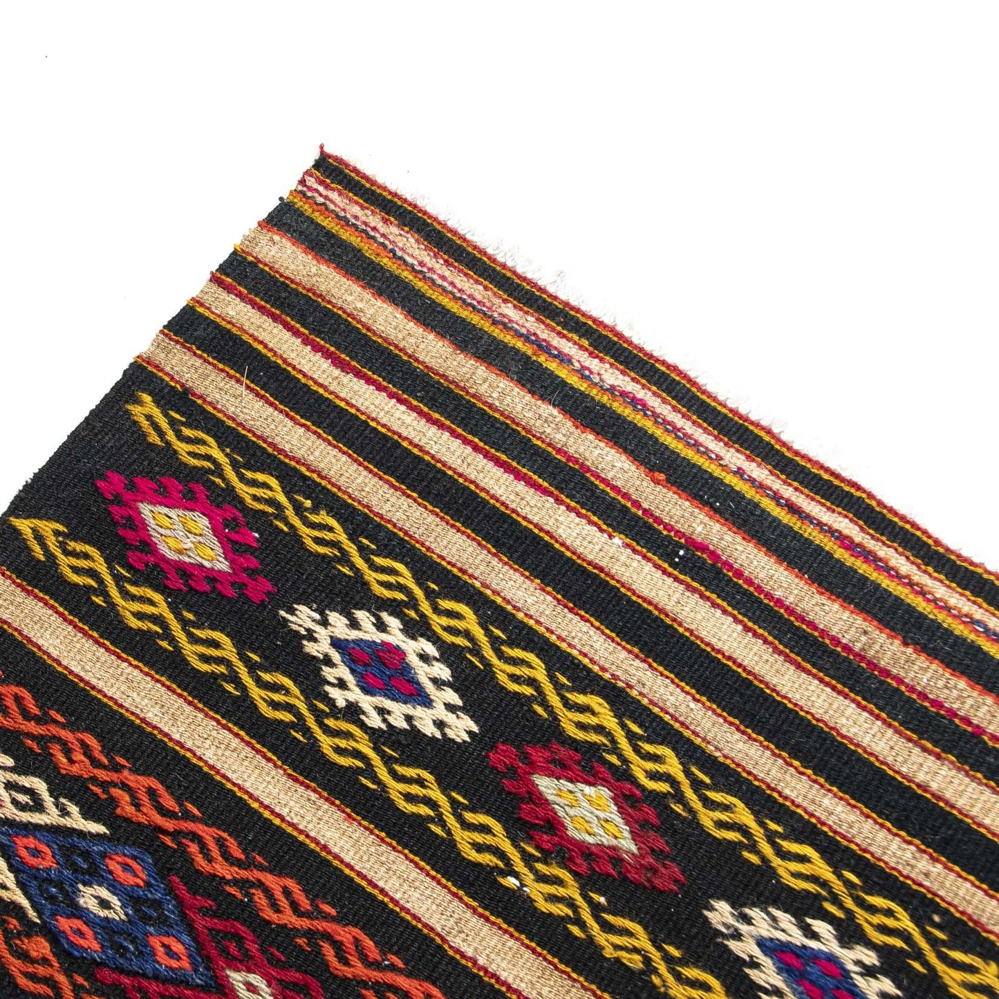 Oriental Kilim Cicim Handmade Wool On Wool 68 X 134 Cm - 2' 3'' X 4' 5'' Black C002 ER01