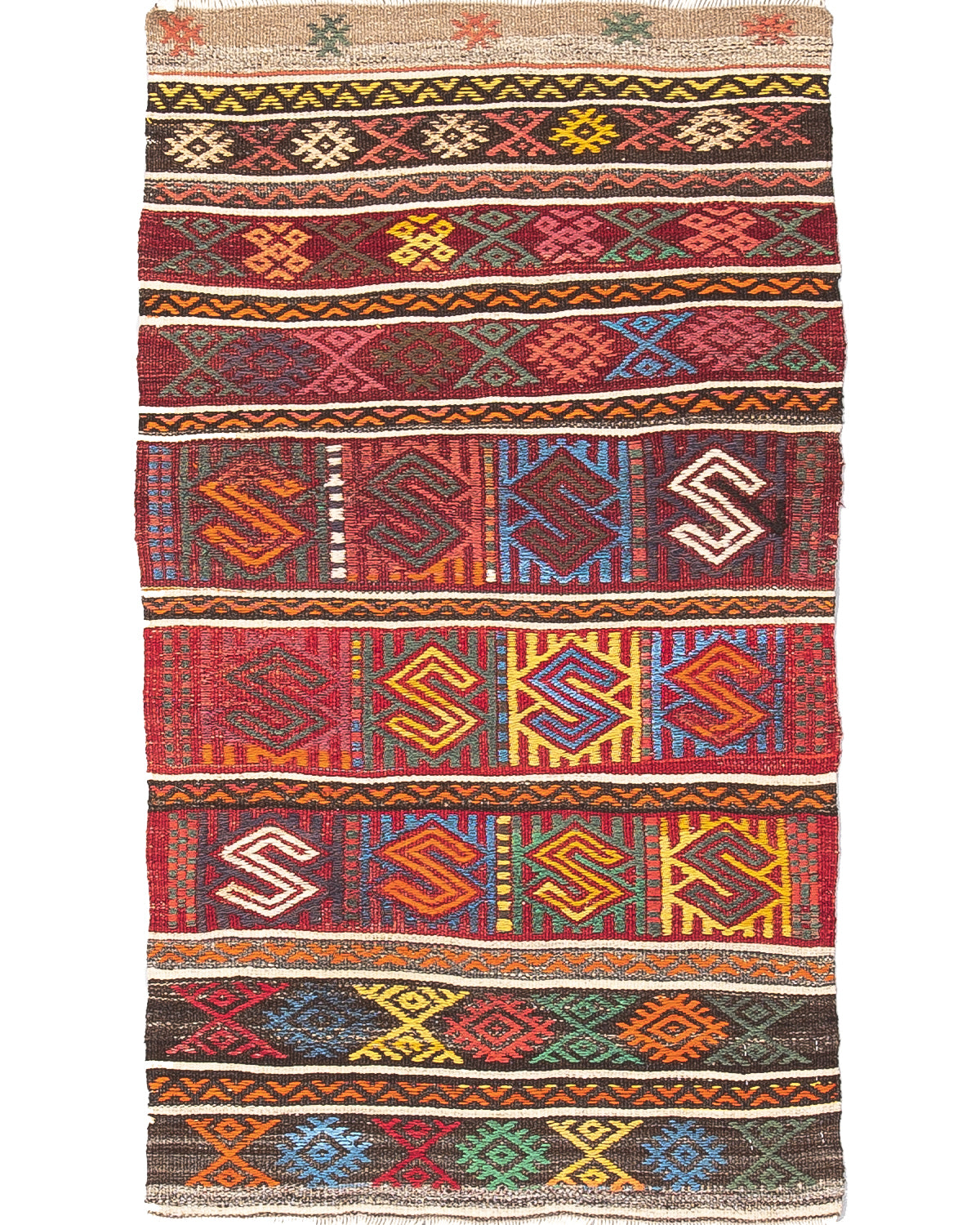 Oriental Kilim Cicim Handmade Wool On Wool 70 X 110 Cm - 2' 4'' X 3' 8'' Red C014 ER01