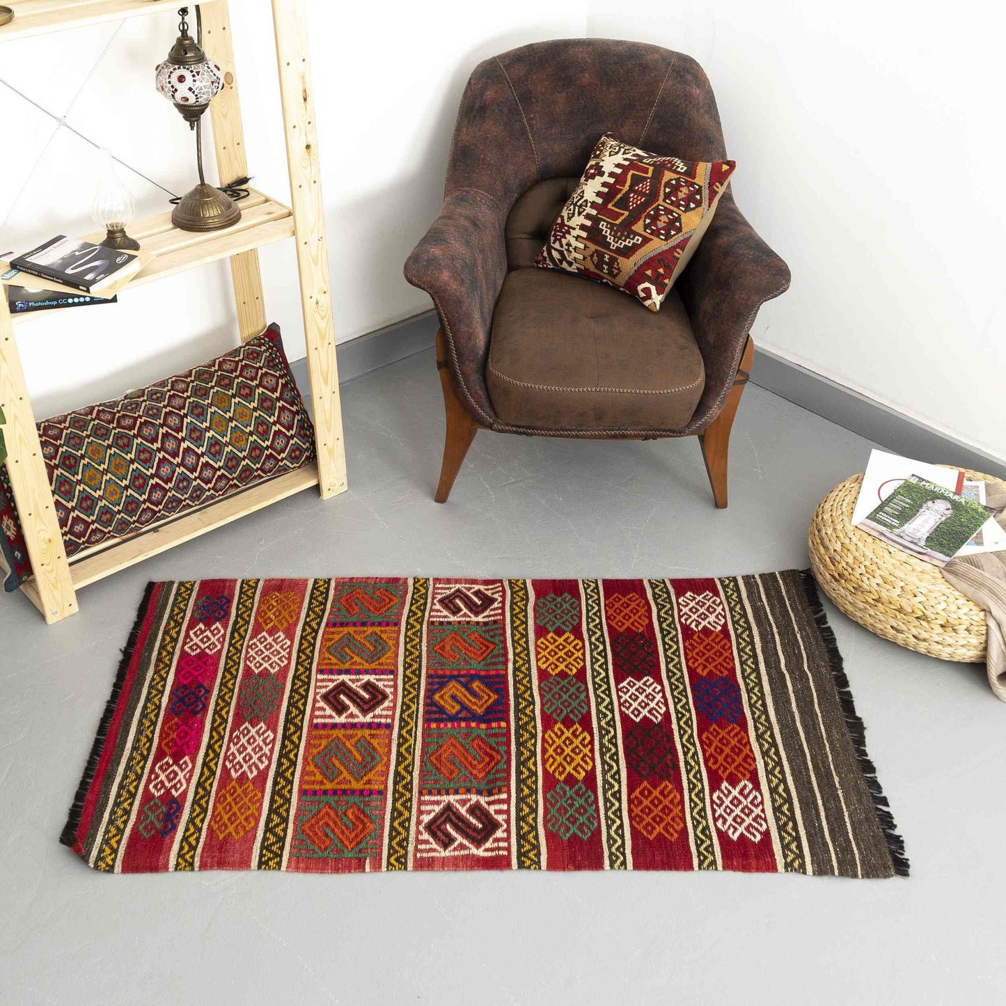 Oriental Kilim Cicim Handmade Wool On Wool 70 X 120 Cm - 2' 4'' X 4' Orange C011 ER01