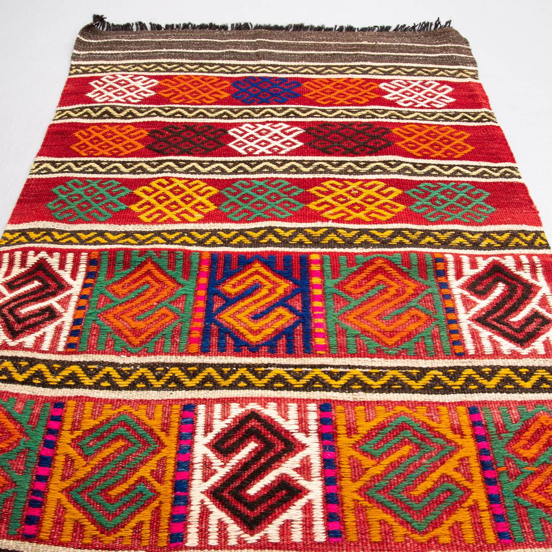 Oriental Kilim Cicim Handmade Wool On Wool 70 X 120 Cm - 2' 4'' X 4' Orange C011 ER01