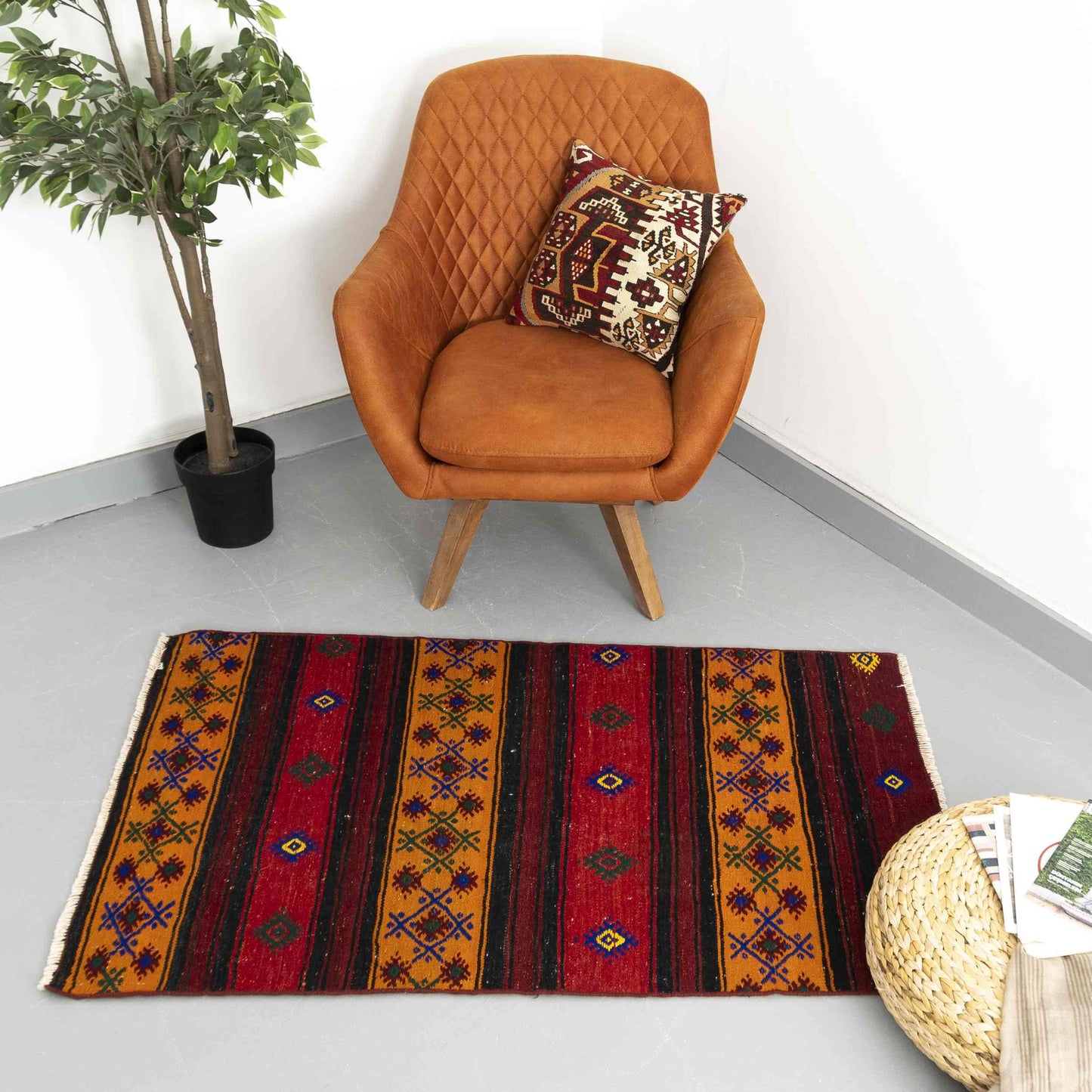 Oriental Kilim Cicim Handmade Wool On Wool 87 X 140 Cm - 2' 11'' X 4' 8'' Burgundy C021 ER01