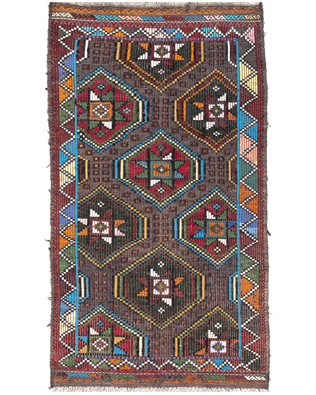 Oriental Kilim Cicim Handmade Wool On Wool 91 X 160 Cm - 3' X 5' 3'' Multicolor C016 ER01