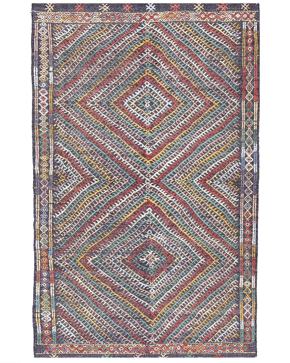 Oriental Kilim Cicim Handmade Wool On Wool 95 X 150 Cm - 3' 2'' X 5' Multicolor C016 ER01