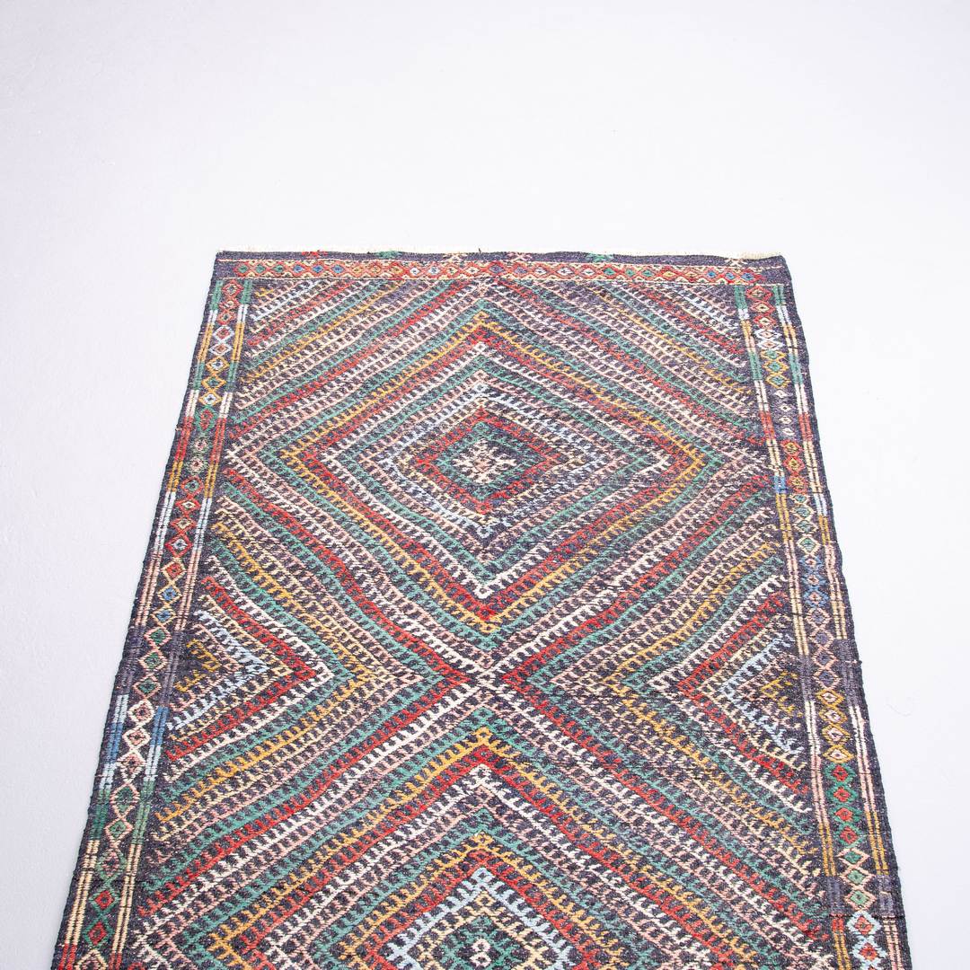 Oriental Kilim Cicim Handmade Wool On Wool 95 X 150 Cm - 3' 2'' X 5' Multicolor C016 ER01