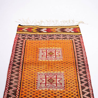 Oriental Kilim Cicim Handmade Wool On Wool 97 X 131 Cm - 3' 3'' X 4' 4'' Orange C011 ER01