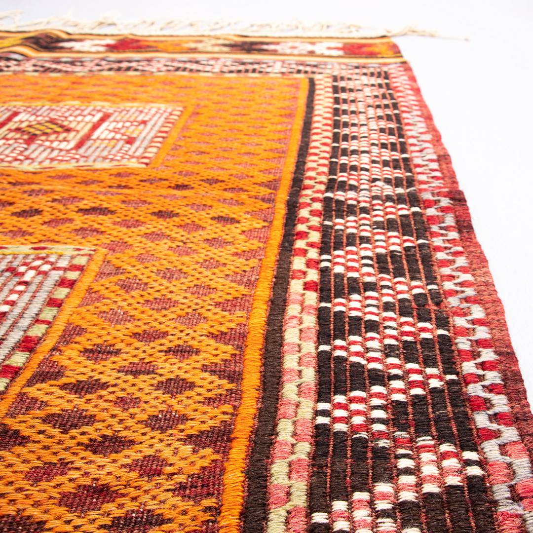 Oriental Kilim Cicim Handmade Wool On Wool 97 X 131 Cm - 3' 3'' X 4' 4'' Orange C011 ER01