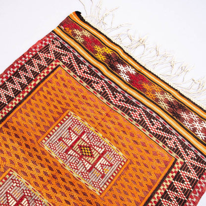 Oriental Kilim Cicim Handmade Wool On Wool 97 X 131 Cm - 3' 3'' X 4' 4'' Orange C011 ER01