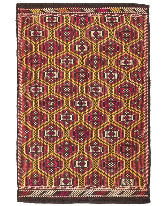 Oriental Kilim Cicim Handmade Wool On Wool 99 X 147 Cm - 3' 3'' X 4' 10'' Red C014 ER01