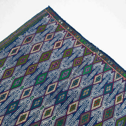 Kilim oriental cicim hecho a mano de lana sobre lana 128 x 195 cm - 4' 3'' X 6' 5'' Azul marino C012 ER01