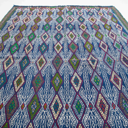 Oriental Kilim Cicim Handmade Wool On Wool 128 X 195 Cm - 4' 3'' X 6' 5'' Navy Blue C012 ER01