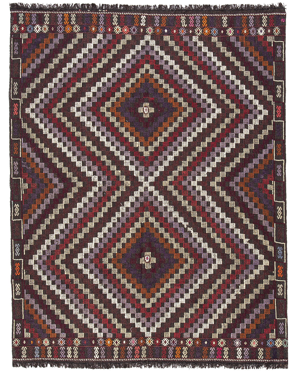 Oriental Kilim Cicim Handmade Wool On Wool 130 X 200 Cm - 4' 4'' X 6' 7'' Burgundy C021 ER01