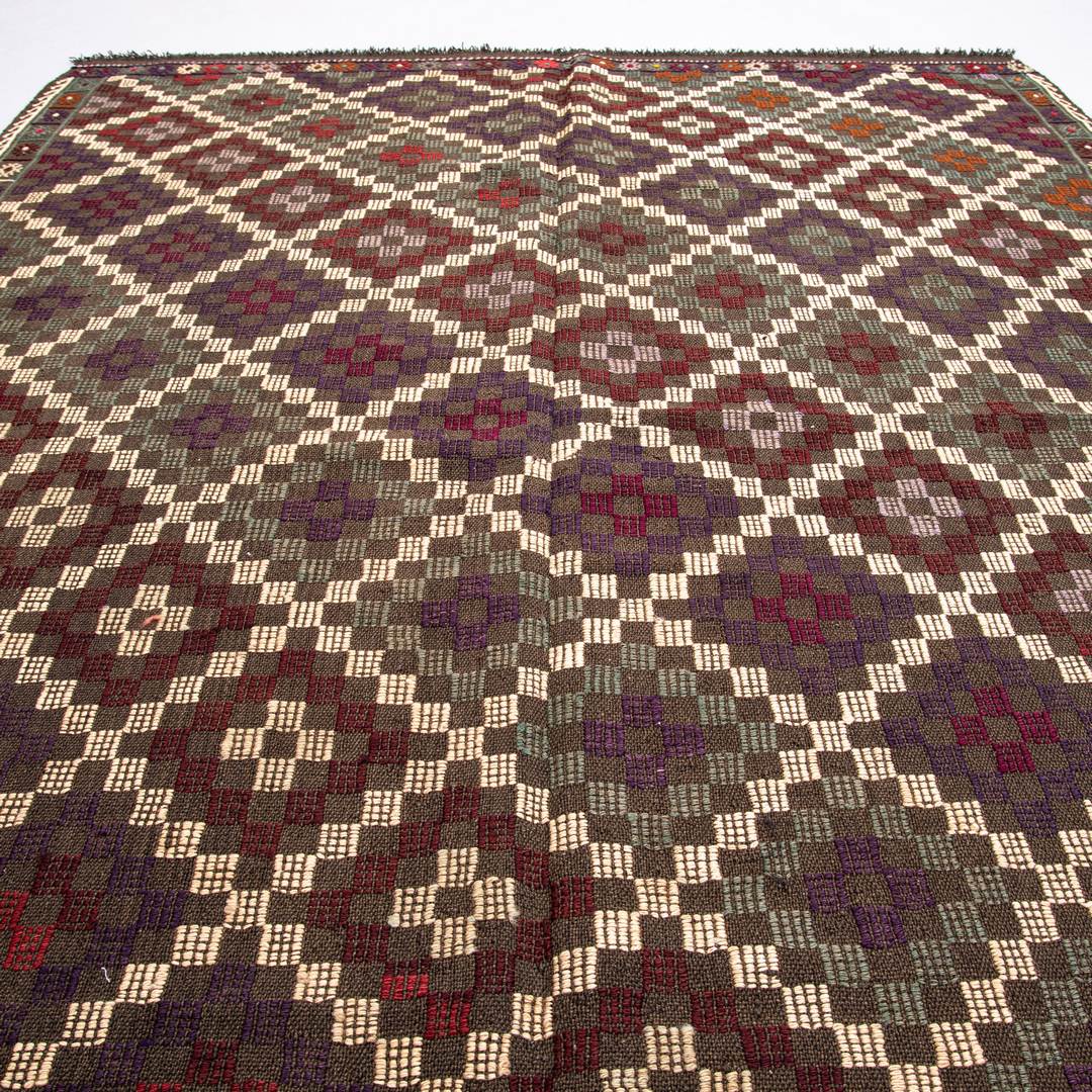 Oriental Kilim Cicim Handmade Wool On Wool 132 X 187 Cm - 4' 4'' X 6' 2'' Brown C005 ER01