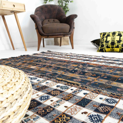 Oriental Kilim Cicim Handmade Wool On Wool 140 x 178 Cm - 4' 8'' x 5' 11'' Multicolor C016 ER01