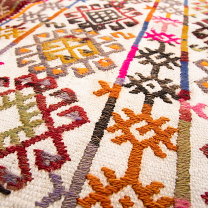 Oriental Kilim Cicim Handmade Wool On Wool 146 X 190 Cm - 4' 10'' X 6' 3'' Multicolor C016 ER01