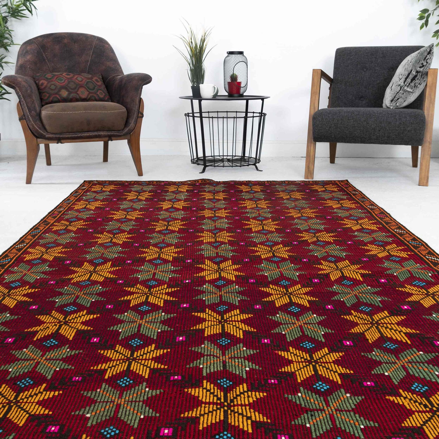 Oriental Kilim Cicim Handmade Wool On Wool 150 x 280 Cm - 5' x 9' 3'' Red C014 ER12